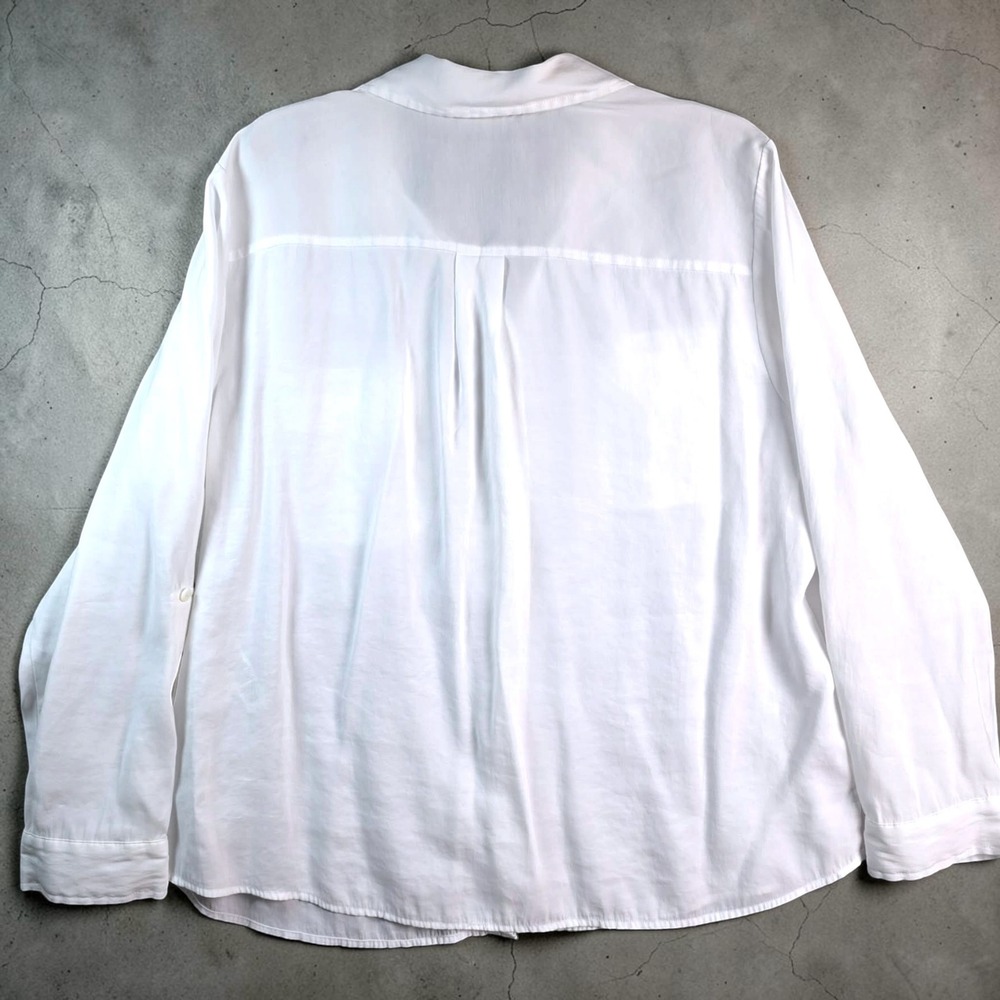 Chicos White Modal Blend Button Down Roll Tab Sleeve Shirt Size 3 Large XL - Picture 3 of 8